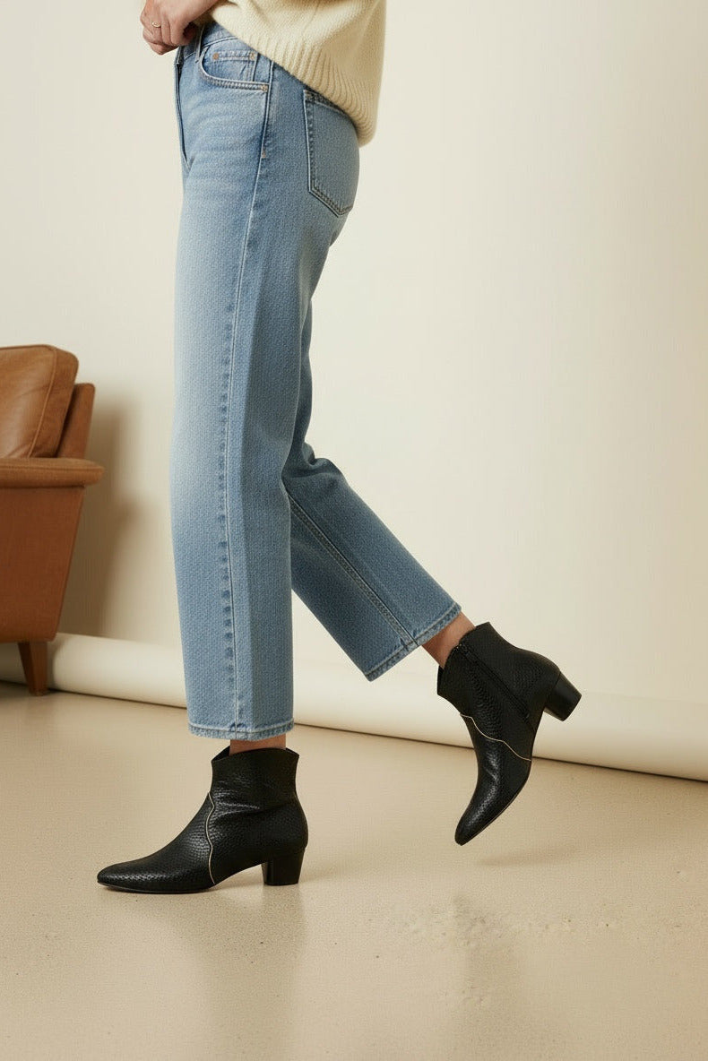 CLOVER Snake Black Ankle Boot