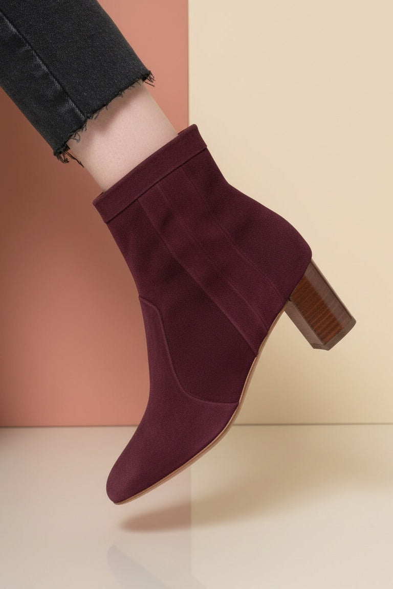 DAGMAR Suede Bordo Bootie