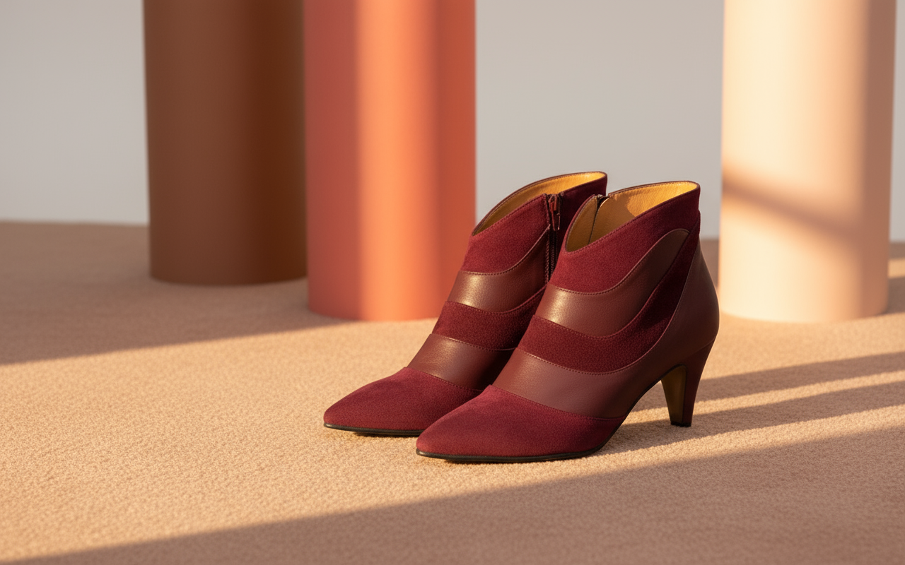 OLYMPIA Burgundy Packshot - Vista tres cuartos mejorado