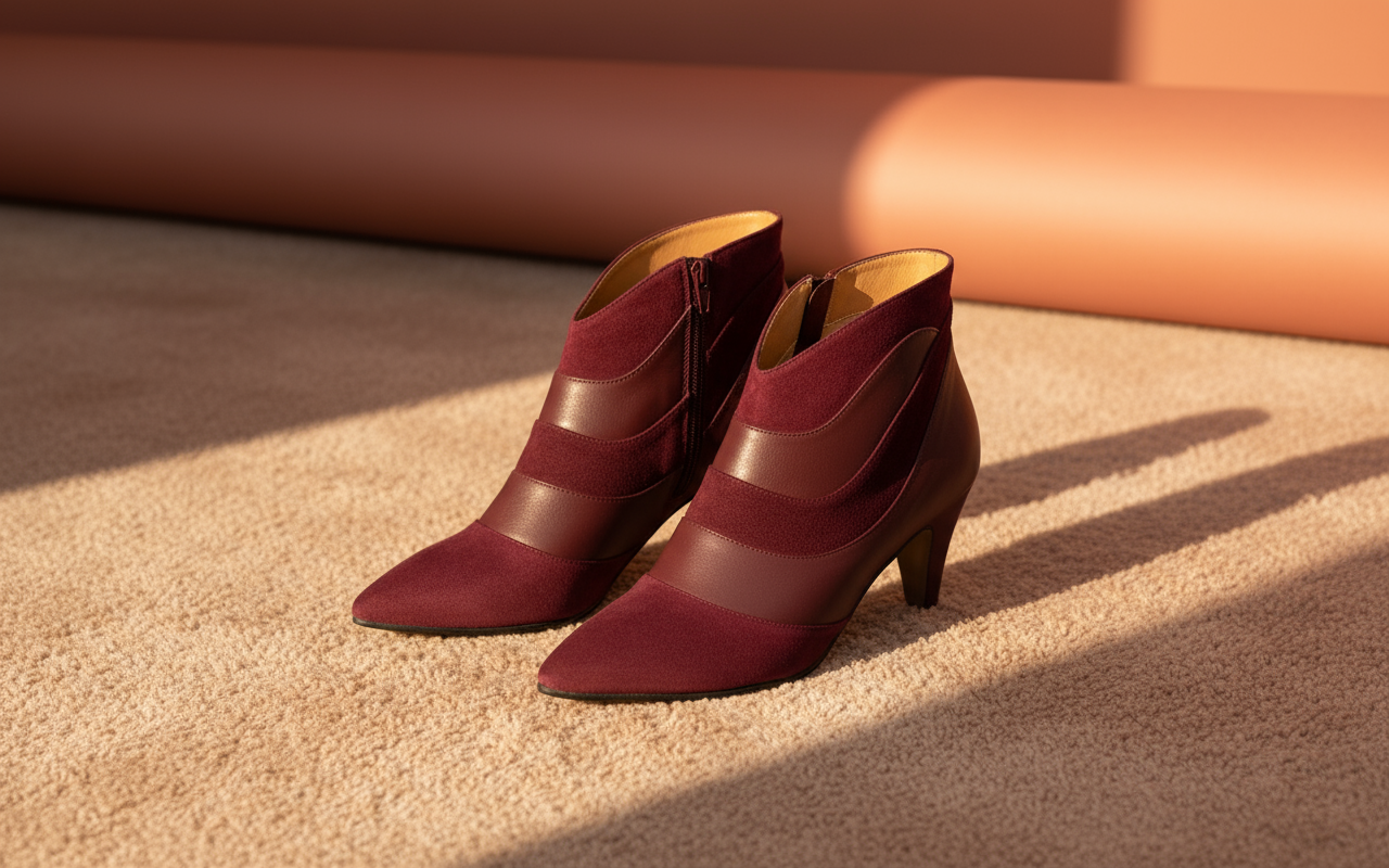 OLYMPIA Burgundy Packshot - Vista tres cuartos