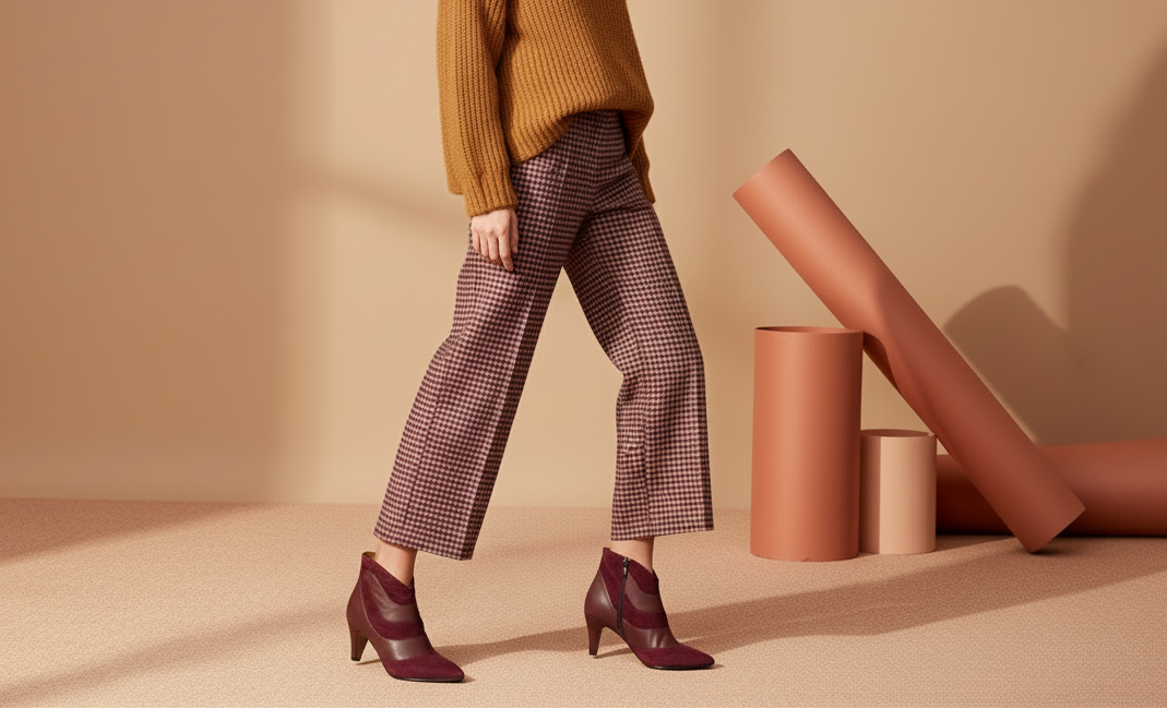 OLYMPIA Burgundy - Vista lateral mismo outfit