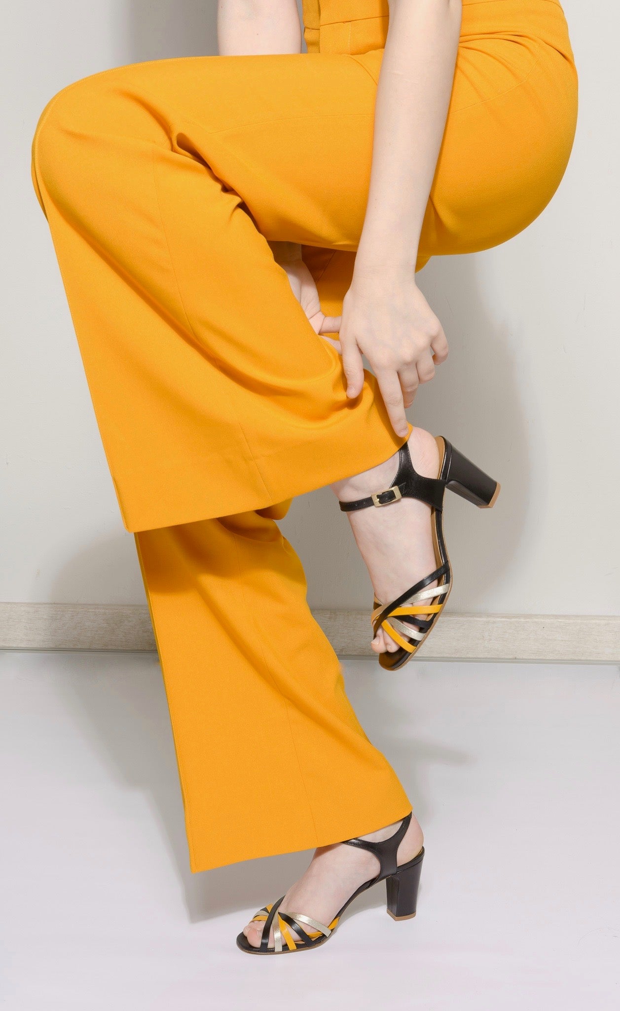 KARINE Multicolor Yellow Strappy Heels Sandals