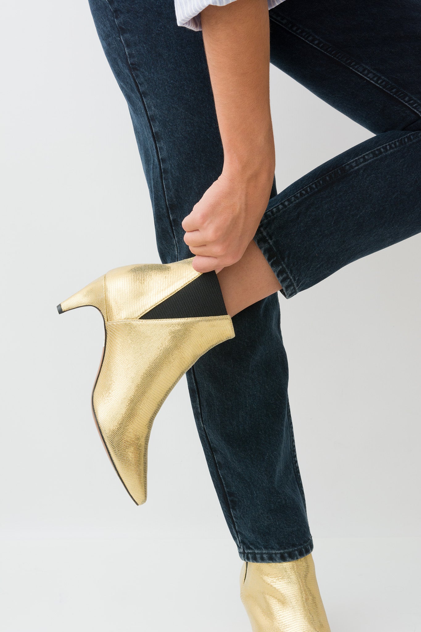 AYLIN Lizard Gold Bootie