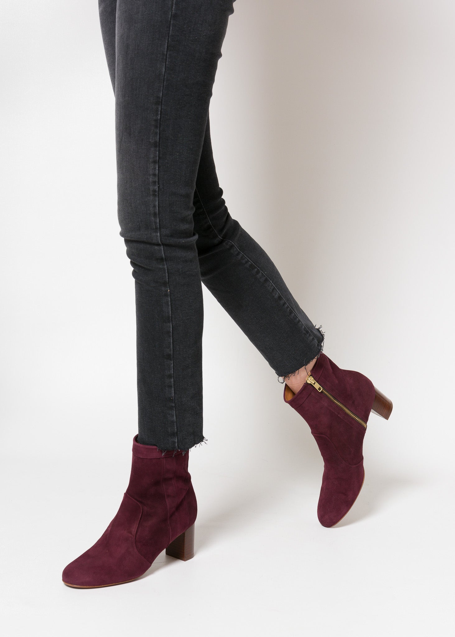 DAGMAR Suede Bordo Bootie