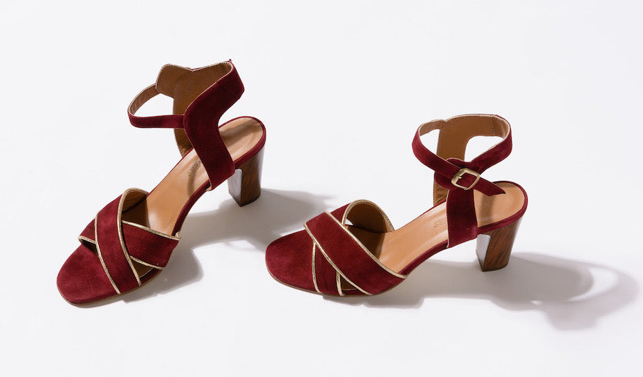 DALIA Suede Bordo Heel Sandals