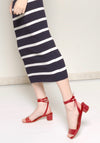 ELLY  Red Lipstick Wrap-Around Ankle Strap Sandals