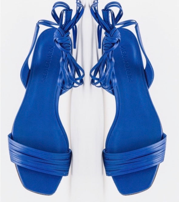 ELLY Blue Wrap-Around Ankle Strap Sandals