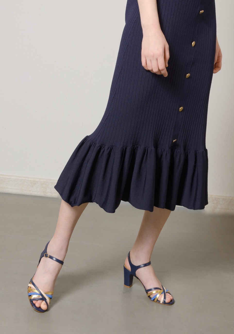 KARINE Multicolor Navy Strappy Heel Sandals