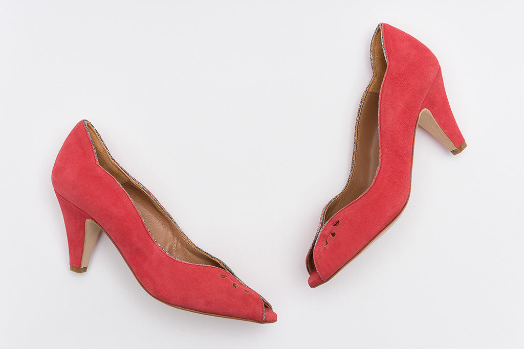 LARA Suede Cranberry Peep Toe