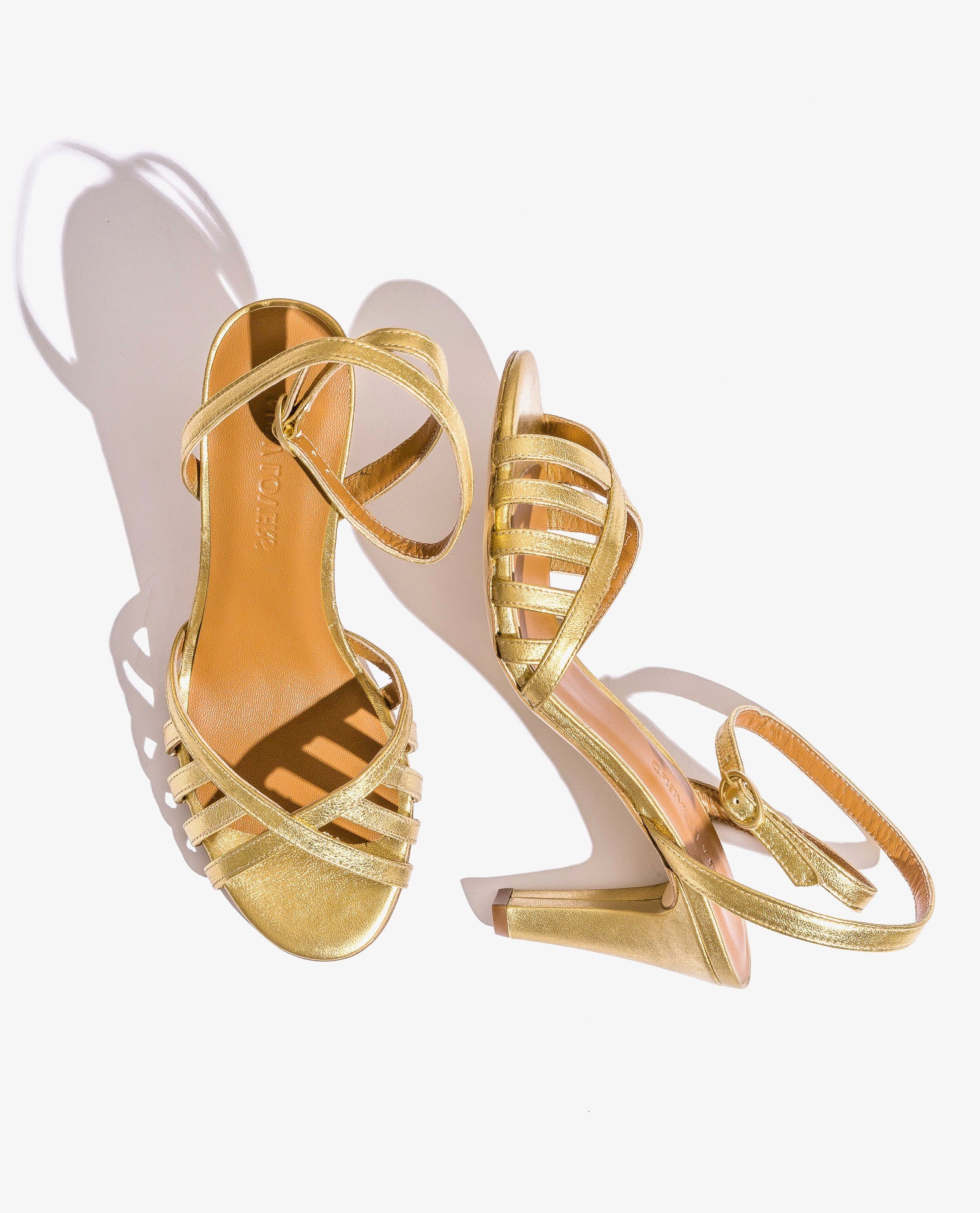 LOU LOU Metal Gold Strappy Sandal