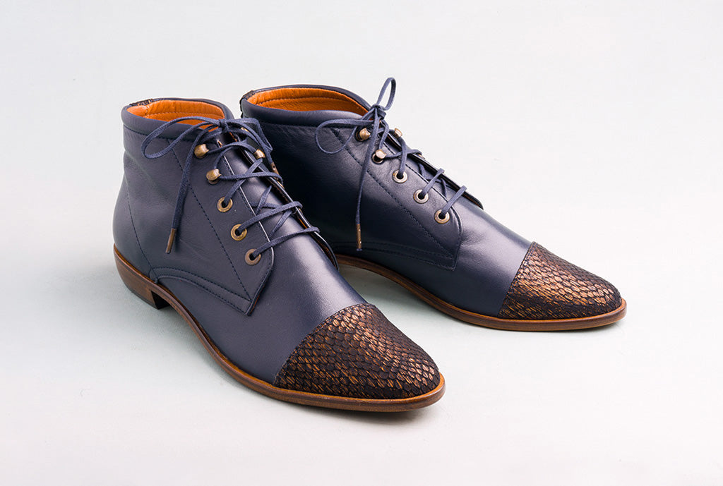 NORMA Navy Lace Up Boot