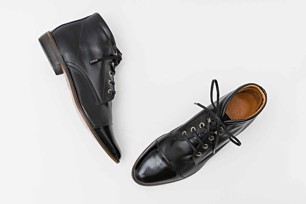NORMA Black Leather Lace Up Boot