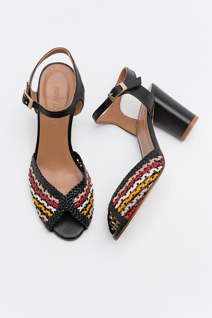 PETRA Black Woven Sandal