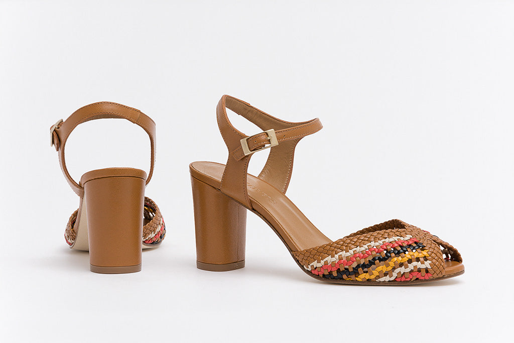 PETRA Tan Woven Sandals