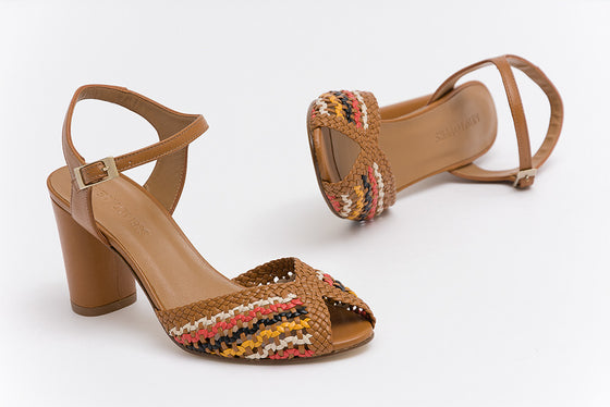 PETRA Tan Woven Sandals