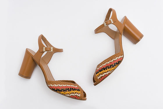 PETRA Tan Woven Sandals