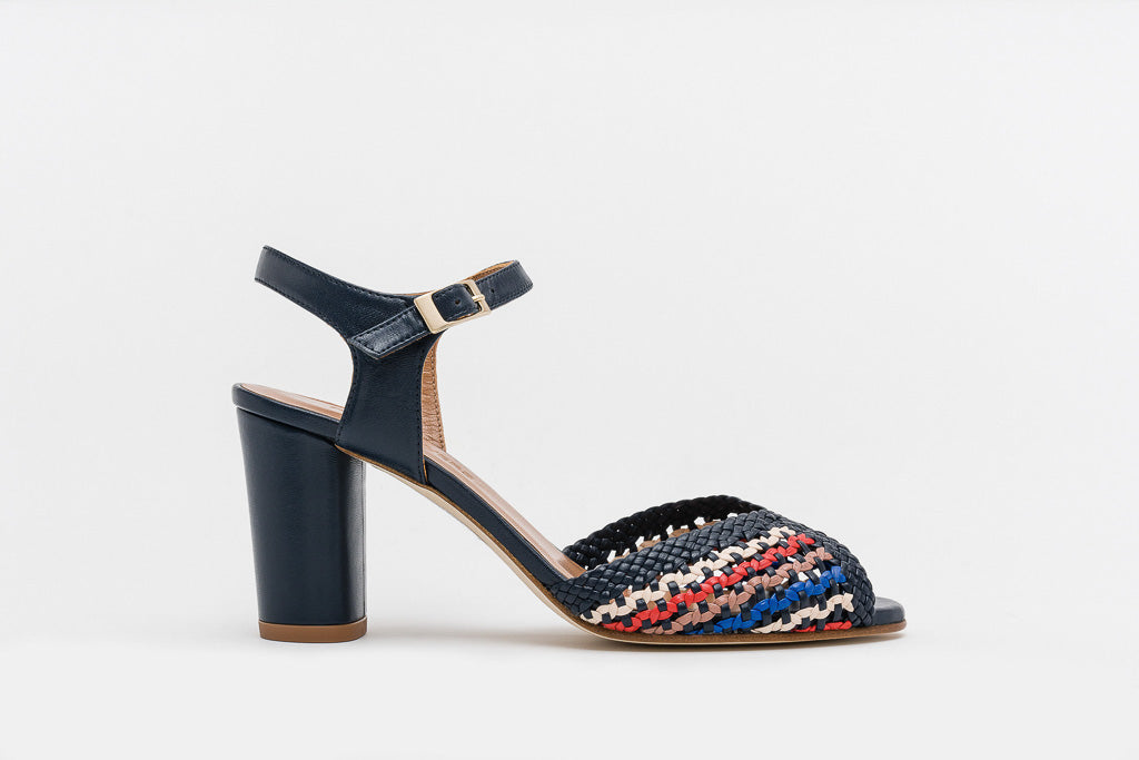 Navy and cream sandals store