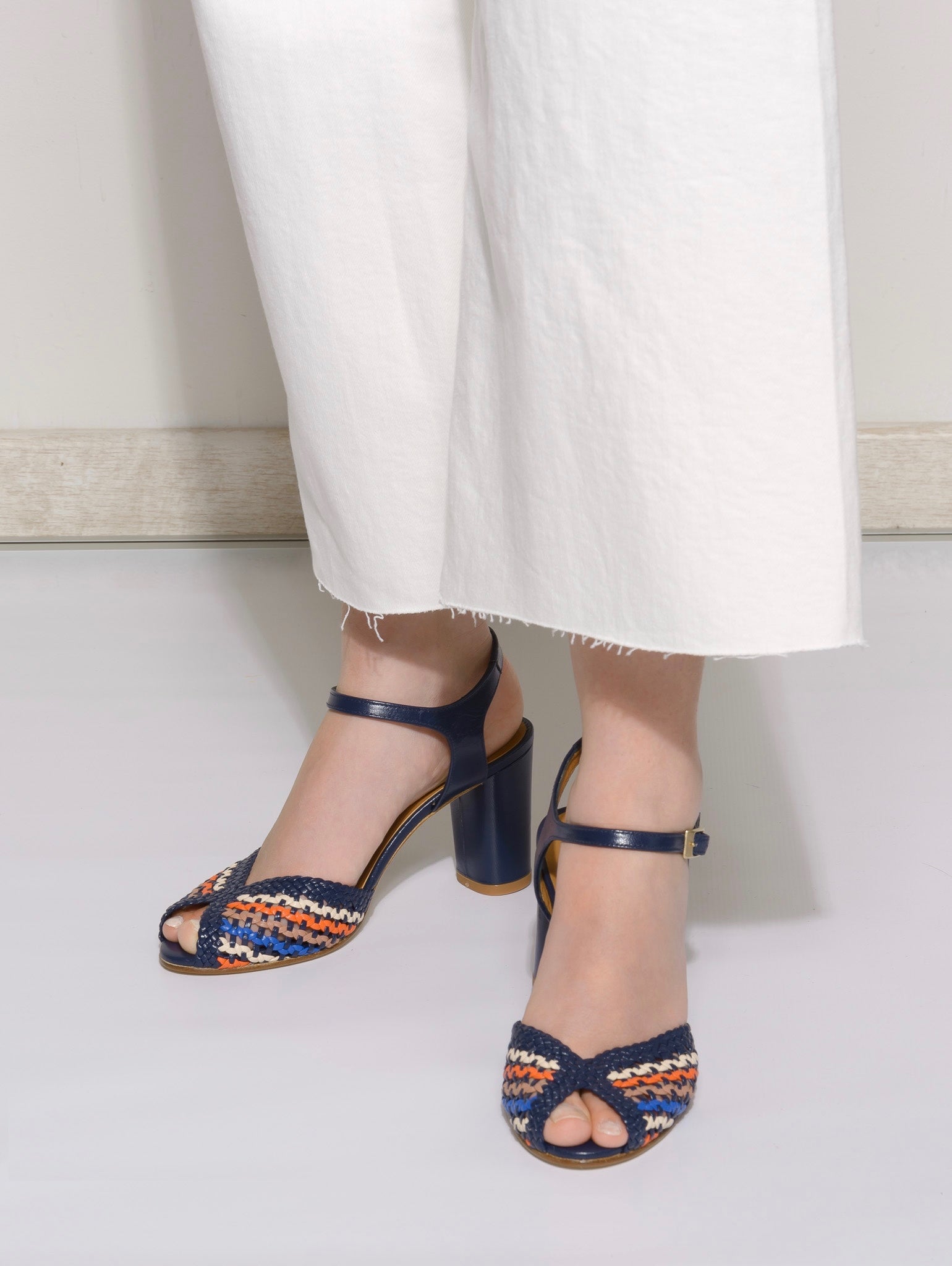 PETRA Navy Woven Sandal