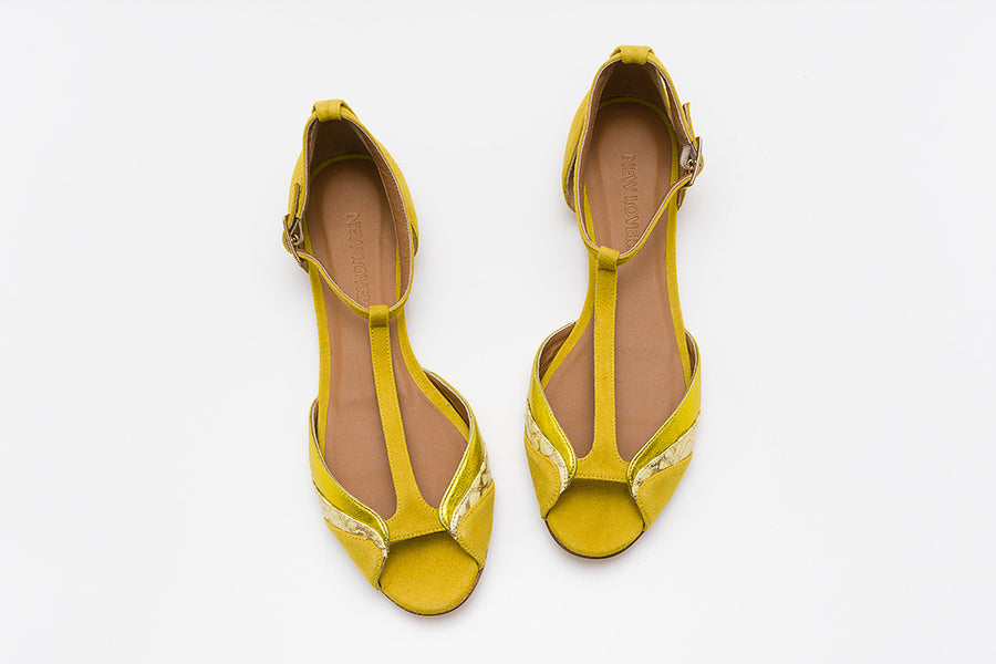 mustard yellow flat sandals