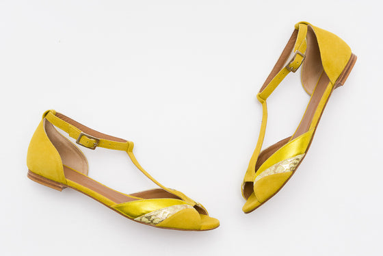 PIPPA Yellow T-Strap Flat Sandal