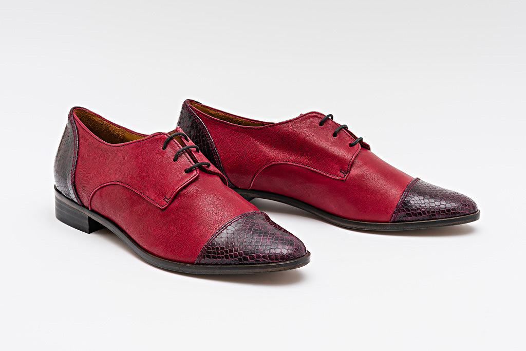 RENE Oxblood & Snake Cap Toe Brogue