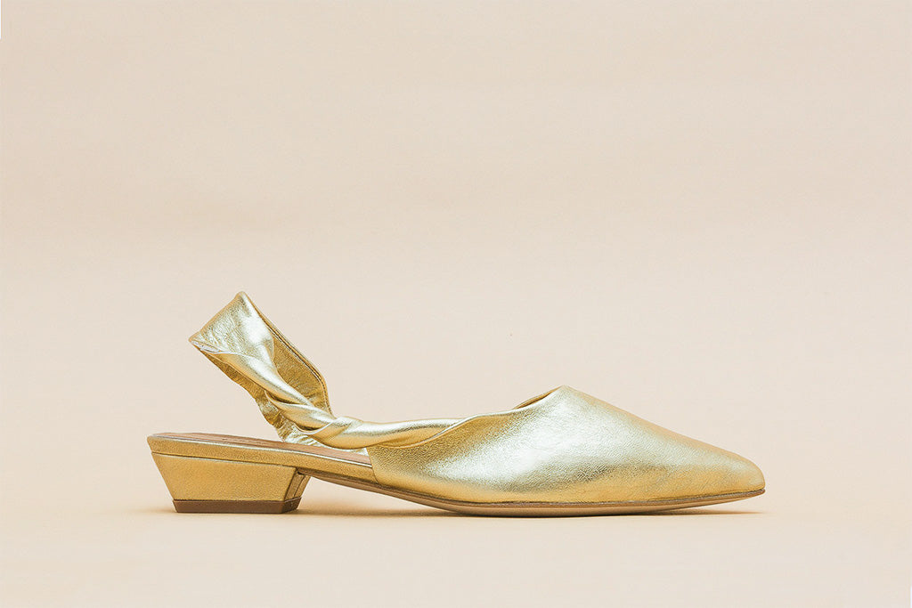 Gold flat outlet slingback shoes