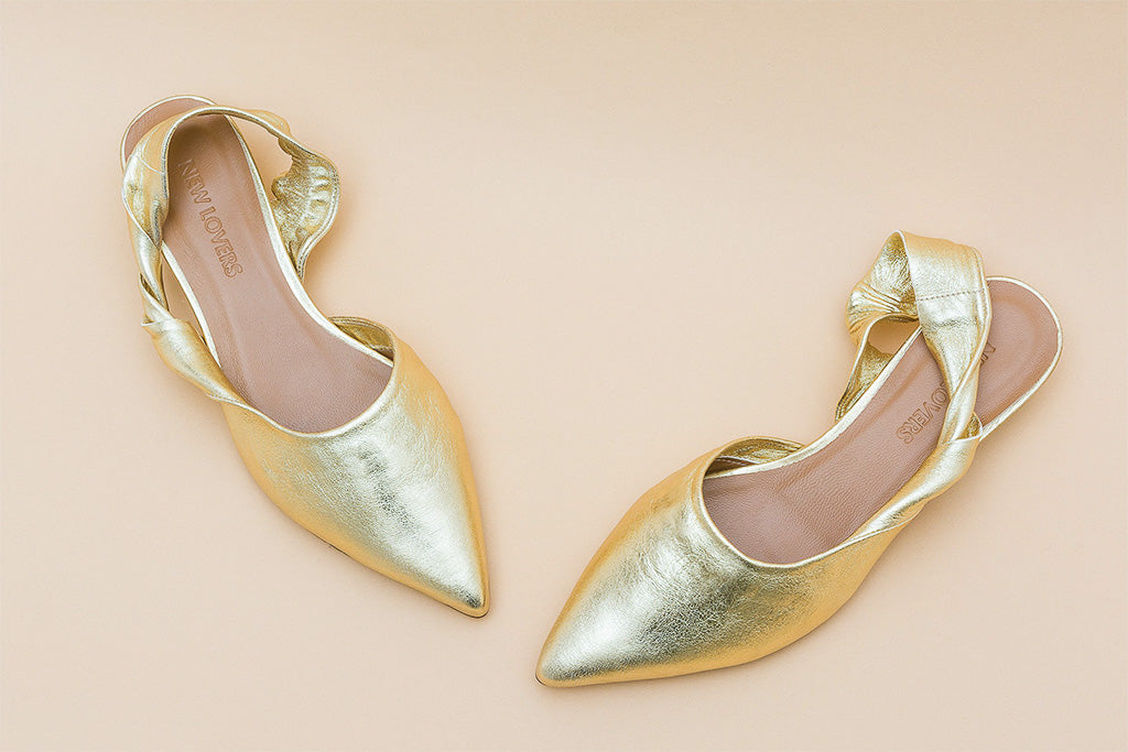 Gold flat hotsell slingback shoes